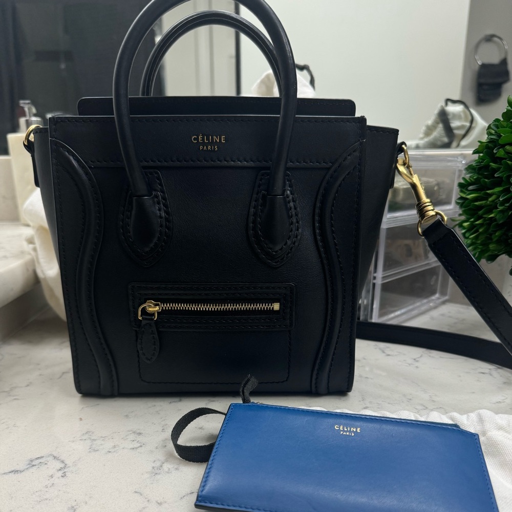 Celine nano luggage in smooth leather with Celine wallet